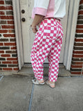 Glamorous Groove Checkered Jeans: Pink