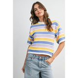 Sweet Stripes Knit Top : Ivory/Pink