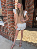Foxy Faux Suede Top: Camel