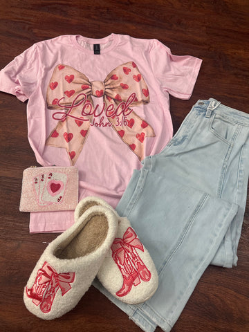 Loved Bow Tee: Pink