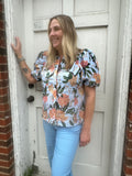 Blue Skies & Blossoms Blouse: Blue Mix