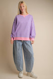 Serene Stripe Pullover: Lavender