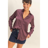 Sassy Satin Shirt: Dark Cherry