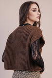 Button Bliss Knitted Vest: Brown