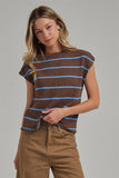 New Perspective Sweater Top: Chocolate/ Blue