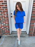 Luxe Sand Wash Tee Set: Deep Indigo