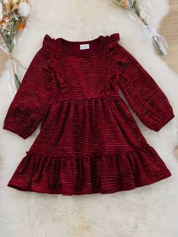 Simply Darling Dress Kids: Burgundy