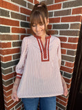 Wander Stripes Blouse PLUS: Rust Mix