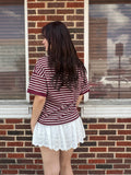 Staple Stripes Top: Burgundy