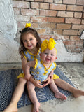 Summer Lemons Dress: Lt Blue/Yellow