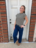 Sunday Stripes Top: Olive/Ivory