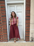 Twice as Nice Plaid 2 in 1 Maxi Dress: Rust Combo