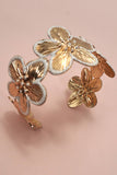 Statement Floral Cuff Bracelet: Gold