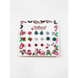 Christmas Theme Post Earring Set: Multi-Color