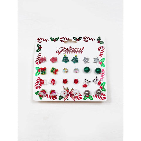 Christmas Theme Post Earring Set: Multi-Color
