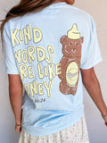 Kind Words Honey Bear Tee: Light Blue