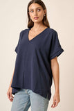 Flowy Haven Top: Navy