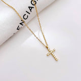 Sweet Magnolia Cross Necklace: Silver