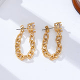 Diamond Link Earrings: Gold
