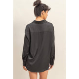 Sassy Satin Long-Sleeve: Black