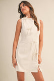 Twill & Thrill Mini Dress: Cream