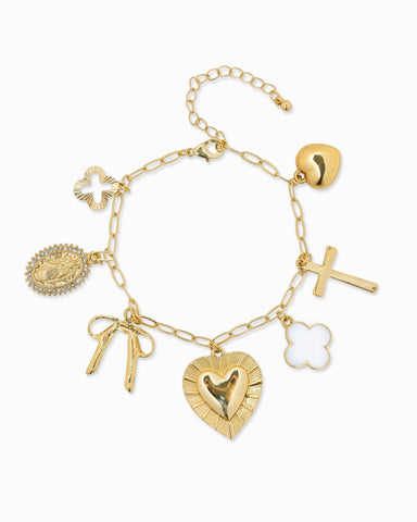 Heart Chunky Charm Bracelet: Gold