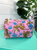 Tiger print Cosmetics Bag: purple/blue