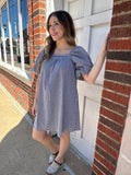Girly Gingham Mini Dress: Black