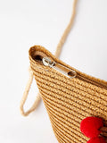 Charming Cherry Accent Crossbody Bag: Natural
