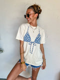Polka Dot Bikini Top Tee: Ivory