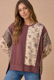 Patch Things Up Top: Burgundy Multi