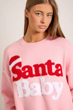 Santa Baby Knit Sweater: Light Pink