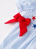 Star Embroidered Girls’ Smocked Romper: Blue