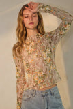 Sunlit Petals Lace Top: Taupe Multi