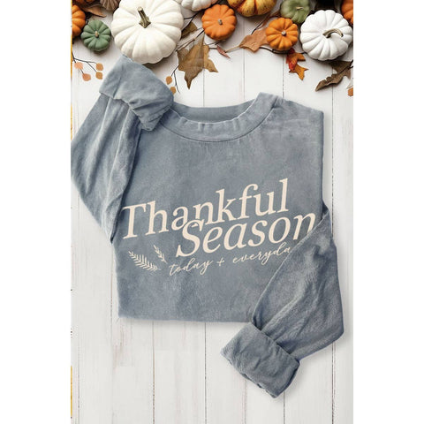 Thankful Season Graphic Tee: Mineral Grey
