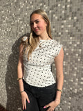 Prettier In Polka’s Top: Cream- Black Dot