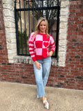 Checkmate Sweater Top: Pink/Red