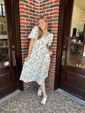 Coastal Escape Dress: White/ Sage