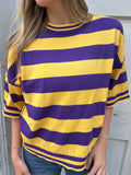 Gameday Stripe Top: Purple/ Yellow
