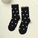 Polka Dot Crew Socks: Black