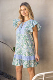 Feeling Floral Tiered Dress: Blue