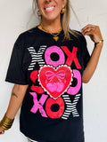 XOXO Stacked Tee: Black