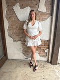 Polka Dot Party Dress: White