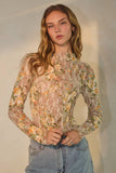 Sunlit Petals Lace Top: Taupe Multi