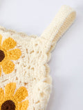 Summer Sunflower Crochet Romper: Ivory Mix