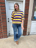 Gameday Stripe Top: Purple/ Yellow