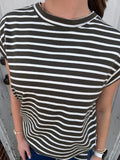 Sunday Stripes Top: Olive/Ivory