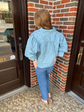 Polka Dot Days Top: Denim Blue