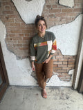 Patchwork Season Top: Olive Mix