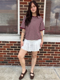 Staple Stripes Top: Burgundy